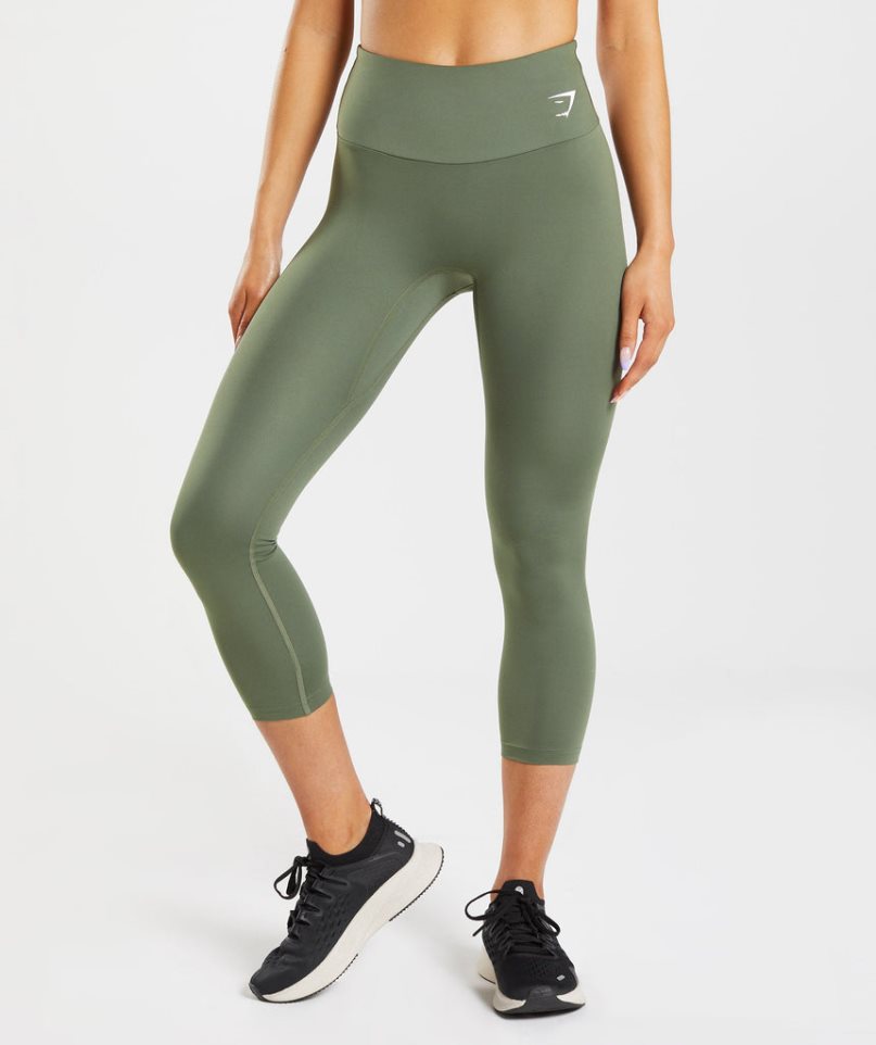 Women\'s Gymshark Training 7/8 Leggings Olive | CA 85NA17